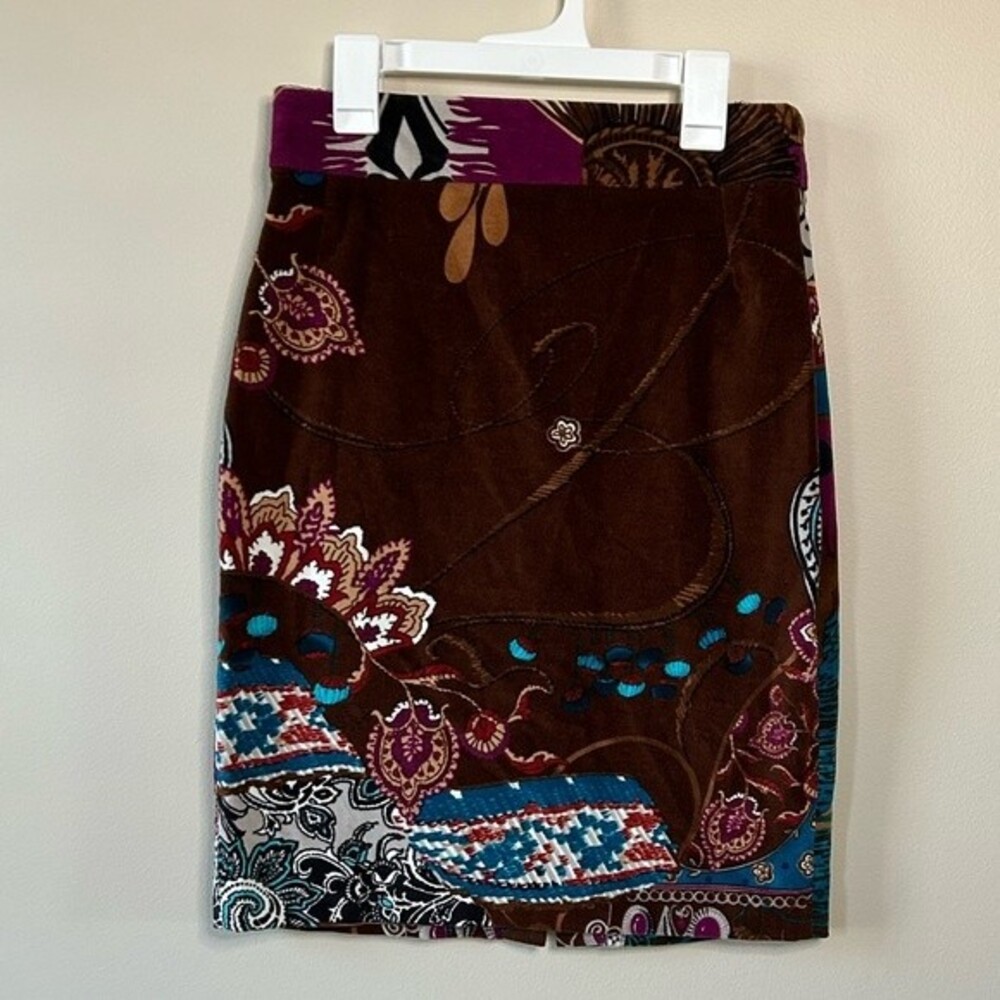 Blumarine Multicolor Patterned Corduroy Pencil Skirt Size 6